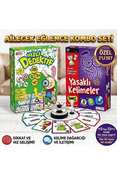 DCA SUPPLY STORE Kutu Oyunu Seti – Hızlı Dedektif +Yasaklı Kelimeler – Zeka V...