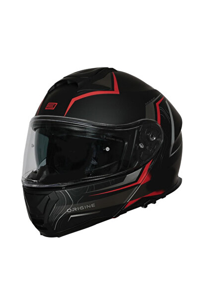 Origine Casca moto Logic Path rabatabila, culoare negru/rosu, marime M