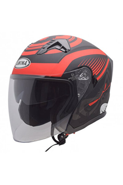 Awina Casca moto semi-integrala Jk528, culoare rosu/negru mat, marime S