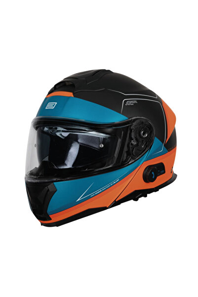 Origine Casca moto rabatabila, Logic cu Bluetooth, culoare portocaliu/negru m...