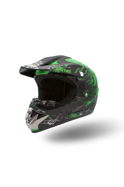 XTR Casca motocross/enduro copii 125, culoare negru/lime, marime YL