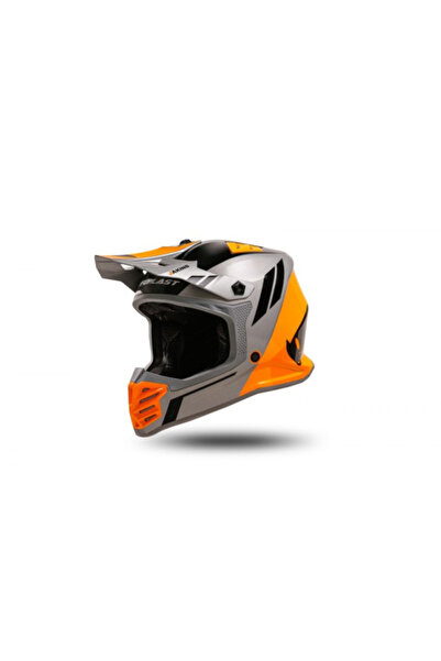 UFO Casca motocross/enduro copii Plast Korey, culoare gri/portocaliu, marime ...