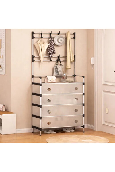 OEM Organizator cuier și suport pantofi, 169 x 35 x 57 cm, structură metalică...