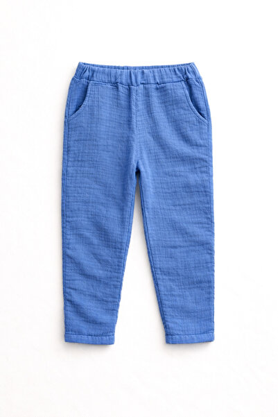 BALKABAĞI Pantaloni confortabili de vară din muselină albastră moale pentru c...