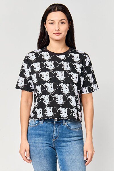 Undiz تي شيرت نسائي مطبوع بأكمام قصيرة وياقة دائرية من x Disney 101 Dalmatian...