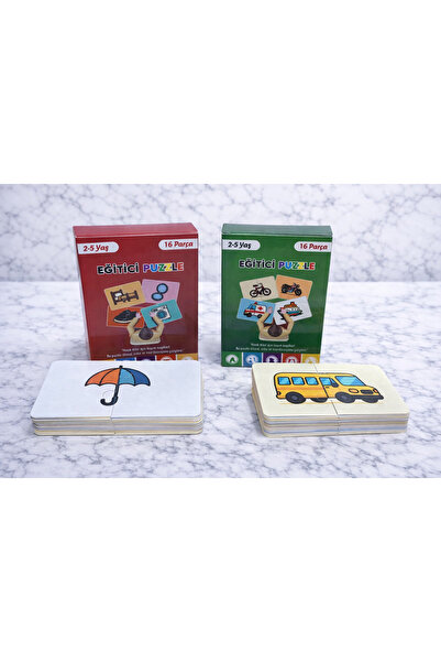 Meröka Muhteşem Puzzle İkili Keşif Seti (Taşıtlar & Nesneler) Zeka Geliştiric...