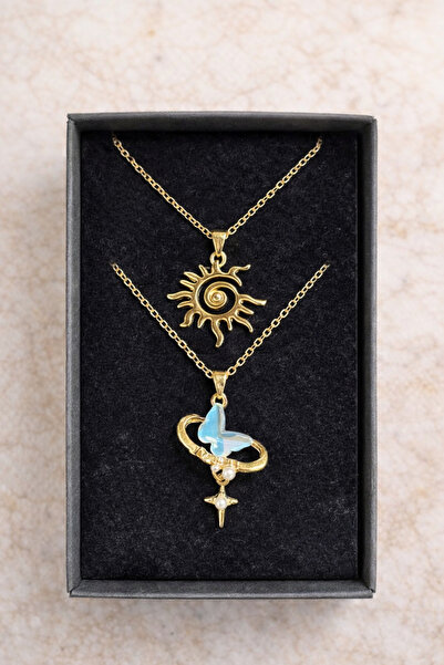 Selvica Sun-Butterfly Gold Color Necklace Set (Shipped with Box)