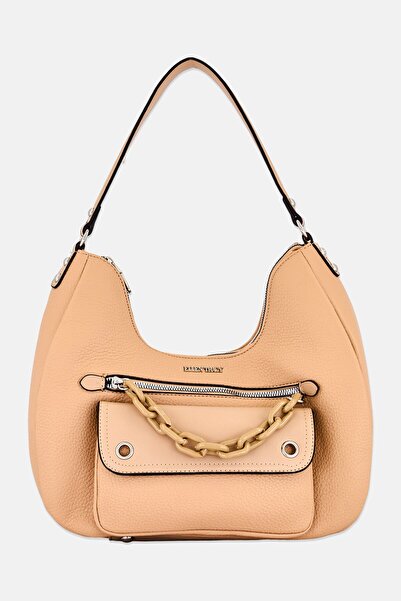 Ellen Tracy حقيبة كتف نسائية Adaline Pebble Grain بمقبض علوي، تان