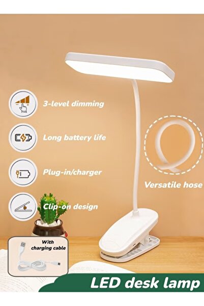 Generic Desk Lamp LED Table Lamp with Clamp Eye-Caring Clip On Reading Light,...