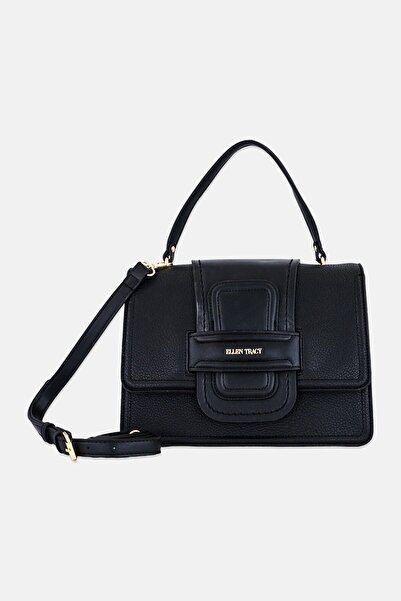 Ellen Tracy Women Pebble Grain Top Flap Crossbody Bag, Black