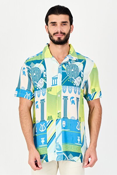 Brave Soul Men Regular Fit Allover Print Short Sleeve Casual Shirt, Multicolor