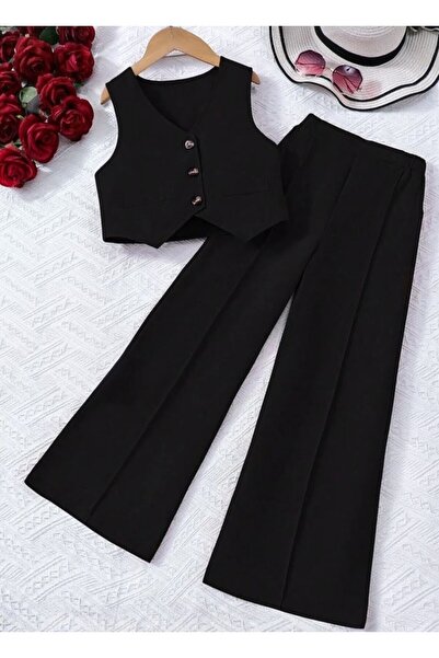 shop Vestă și pantaloni țesute, combinație din 2 piese, cu închidere cu capse...