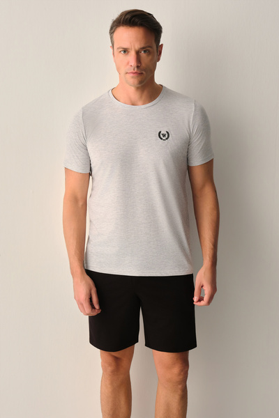 SUWEN طقم بيجامة شورت رجالي من كوزمو