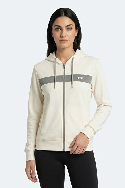 Slazenger Knotty I Women's Hooded Pocket Sweatshirt in Ecru