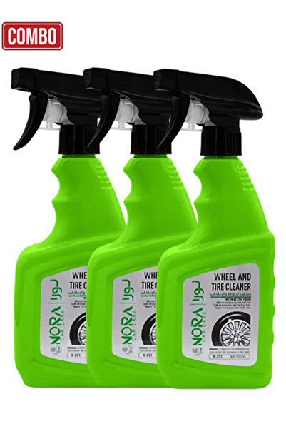 Nora مجموعة من 3 منتجات لتنظيف العجلات والإطارات N-251 بتركيبة خالية من الأحم...