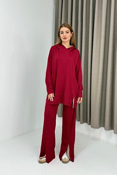 Raneel Kazançlı Alışveriş Women's hooded oversized tracksuit with leg detail ...