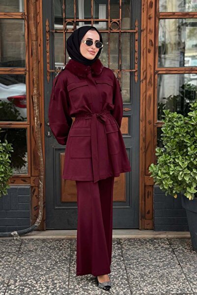 Jamila Sarah Elva Pantolonlu Takım FW26-9242 Bordo