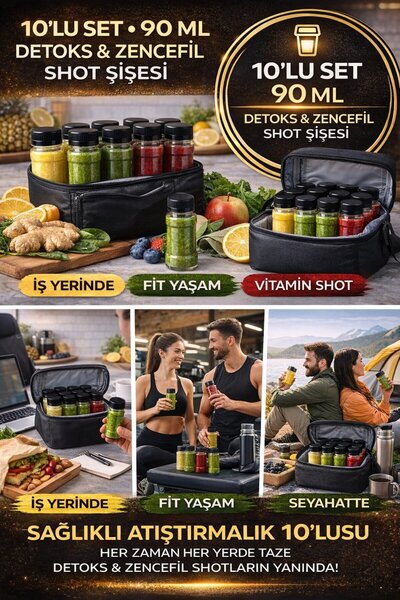 Open Home Concept 10’lu Siyah Kapak Detox Zencefil Vitamin Shot Şişesi I Kili...