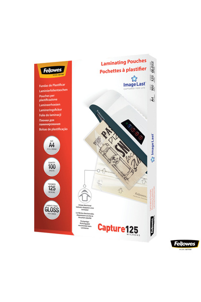 Fellowes Set of 100 laminating pouches, A4 format, 125 microns, glossy finish