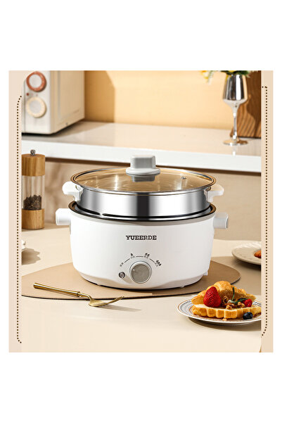 FLYPRO Electric Hot Pot with Steamer, 24cm Non-Stick, Adjustable Temperature ...