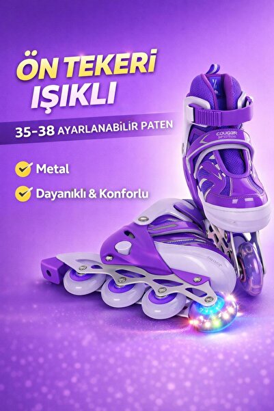 hak-iş oyuncak 35-38 Adjustable Metal Roller Skates with Front Wheels and Lig...