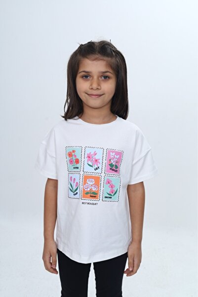 Toontoy Κοριτσίστικο μπλουζάκι με στάμπα, λαιμόκοψη ποδηλάτου, ανοιχτό στους ...