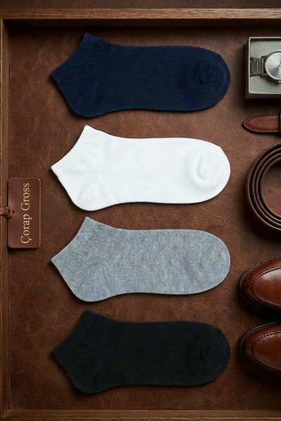 ÇORAP GROSS Men's Bamboo 4-Piece Assorted Seamless Booties Socks Exclusive Qu...