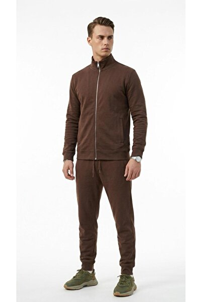 Plus Scorpion طقم رياضي رجالي بقصة ضيقة من القماش المنسوج، مع سترة بسحاب وسرو...