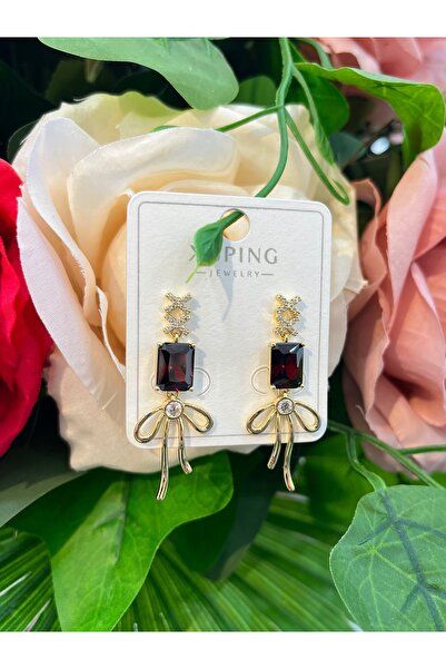 LUMI TAKI-SAAT Xpng Steel Gold Color Zircon Stone Dangle Earrings