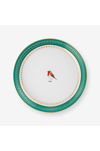 Pip Studio طبق شاي من البورسلين الأخضر بتصميم طيور الحب 9 سم