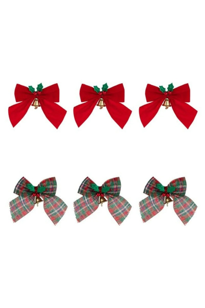 özssa Christmas Decorative Bows Red Velvet Red Green Plaid Mistletoe 9X9Cm - ...