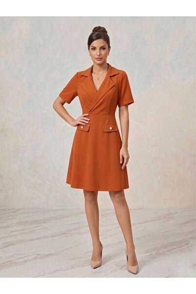 CİXAPLE Half Sleeve Flared Dress