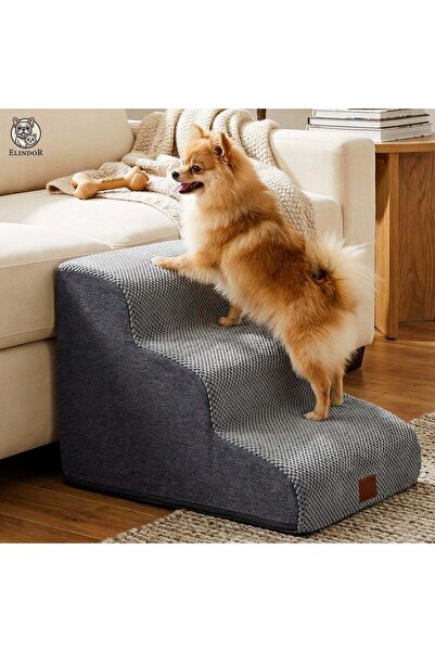 Elindor ®   Σκάλες για Κατοικίδια, 3 Σκαλοπάτια για Σκύλους και Γάτες με Αποθ...