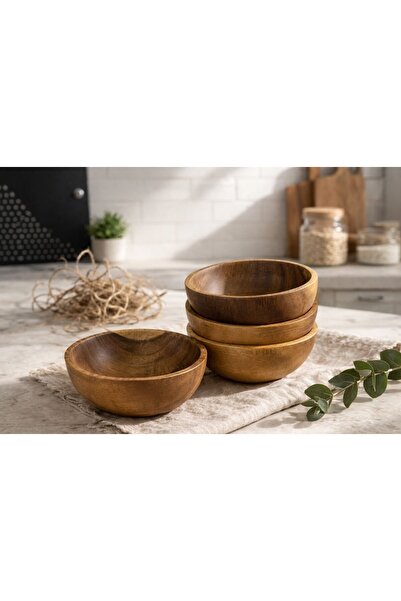 morponi Set of 4 Acacia Terra Bowl Bowls 14 cm