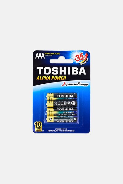 Toshiba بطاريات ألفا سوبر باور 4 قطع من نوع AAA LR03