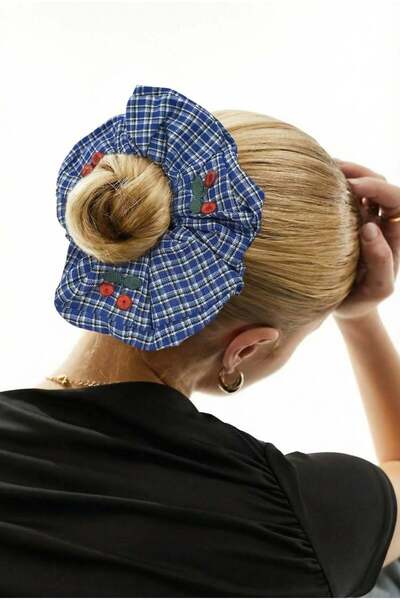 Katia&Bony Заколка для волосся з вишивкою «Вишня», синя