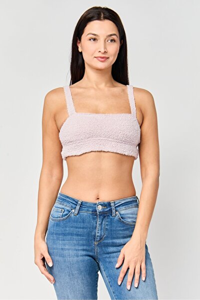 Gilly Hicks بلوزة نسائية بدون أكمام بتصميم مربع عند الرقبة وملمس محبوك، لون ل...