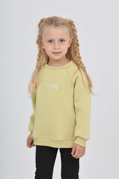 Toontoy Hanorac pentru fete, brodat, cu gât turnat și mâneci raglan 24909