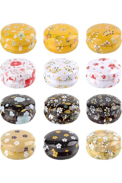 Arabest 12-Pack Mini Round Tinplate Containers with Lids, 20ml Travel Tins fo...