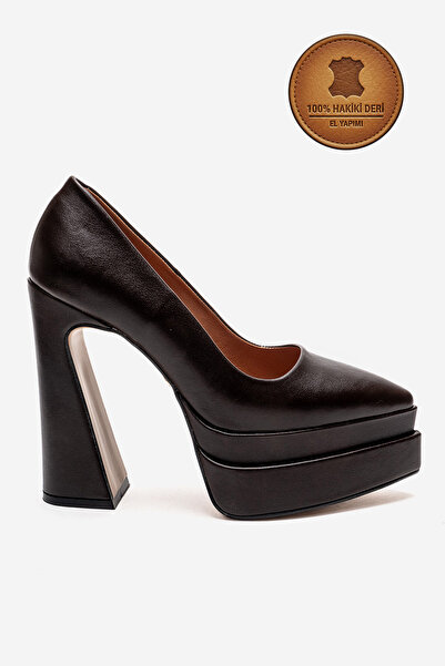 Ayakkabı Ateşi Genuine Leather Brown Leather Double Platform Special Design H...