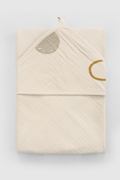 Little Gusto منشفة شاطئ من القطن العضوي مزدوجة الطبقات باللون البيج