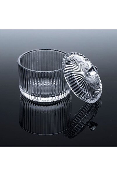 OEM Borcan de bomboane din sticlă transparentă cu capac și model în relief cu...