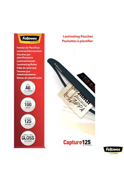 Fellowes Set of 100 laminating pouches, A6 format, 125 microns, glossy finish