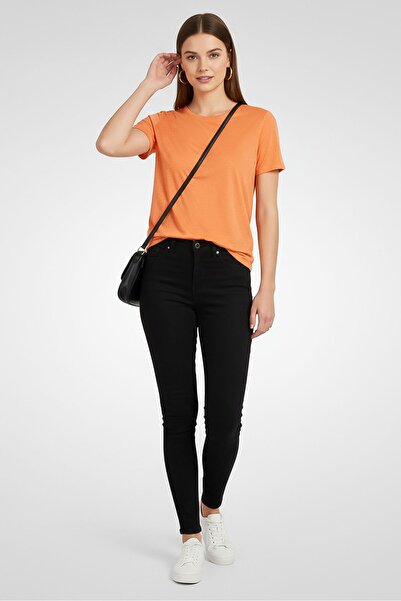 Gant Women Crew Neck Short Sleeve Plain T-Shirt, Orange