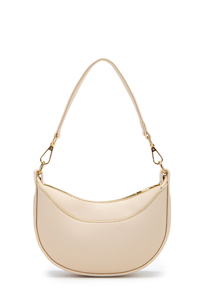 minebag Mini Half Moon Design Alisa Γυναικεία Κρέμα Τσάντας Χειρός και Χιαστί