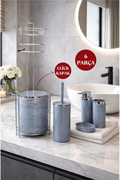Store Hgy Home Chrome Refillable Wc Paper Holder and Marble Patterned Round 6...