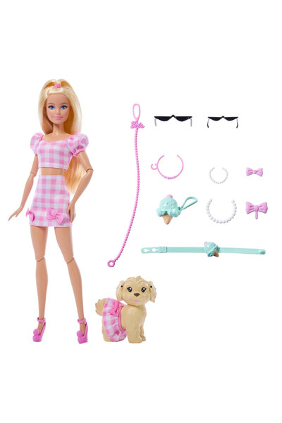 Barbie Uyumlu Dostlar Sarı Saçlı Bebek ve Köpekçiği JFP36