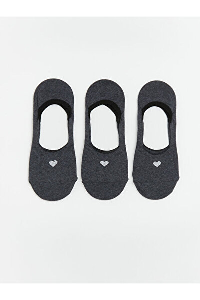 LC Waikiki Rmz Gi̇yi̇m Farkiyla Heart Printed Women's Ballerina Socks 3-Piece...