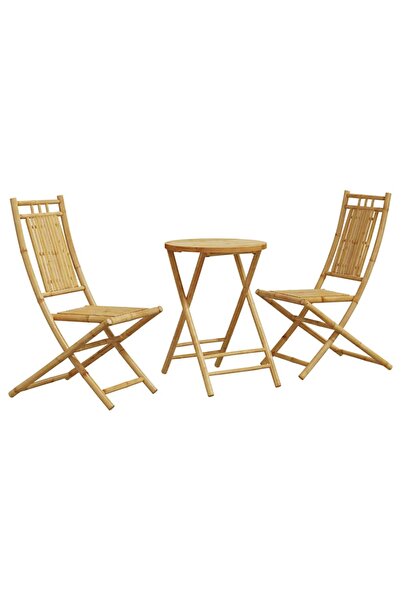 vidaxl Set mobilier bistro, 3 piese, bambus