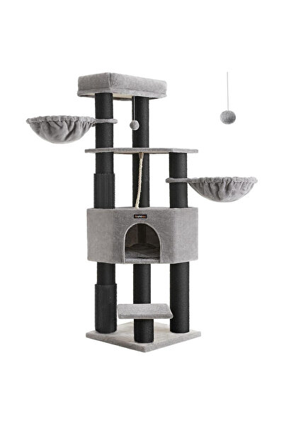 OEM Ansamblu de joaca pisici, cu 9 stalpi de sisal, platforme mari si casuta,...